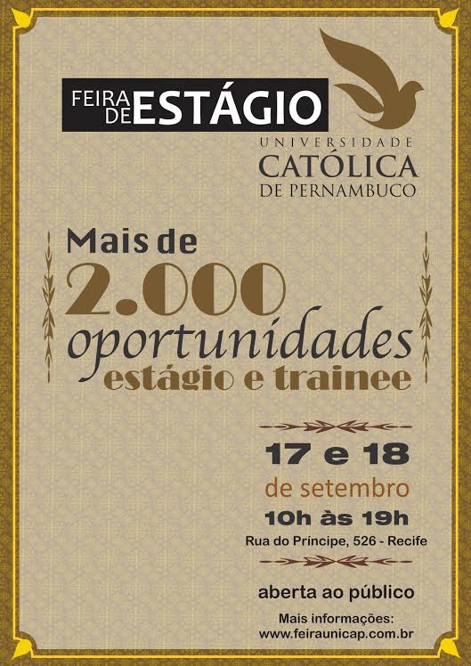 Católica vai realizar Feira de Estágio nos dias 17 e 18 de setembro