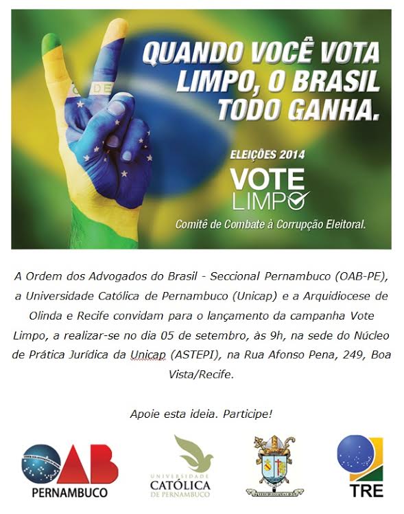 Campanha Vote Limpo será lançada na Católica nesta sexta-feira